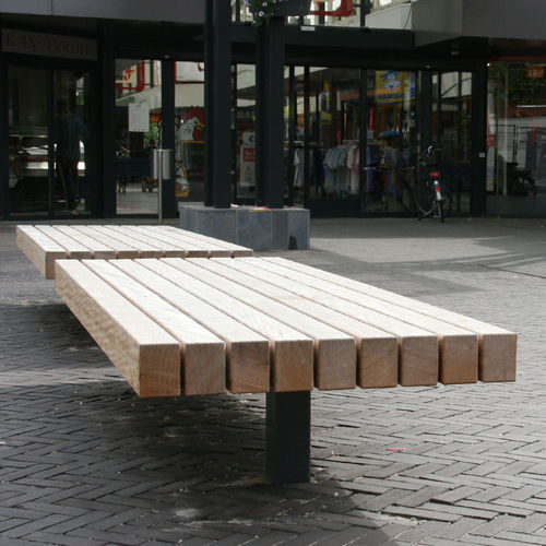 Panca per spazi pubblici contemporanea - MODULO DOUBLE - CROSO FRANCE - in legno esotico / in acciaio galvanizzato / senza schienale