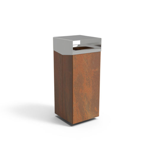 Portarifiuti pubblico - QUADRAT ECO  - CROSO FRANCE - in acciaio inossidabile / in corten / con coperchio