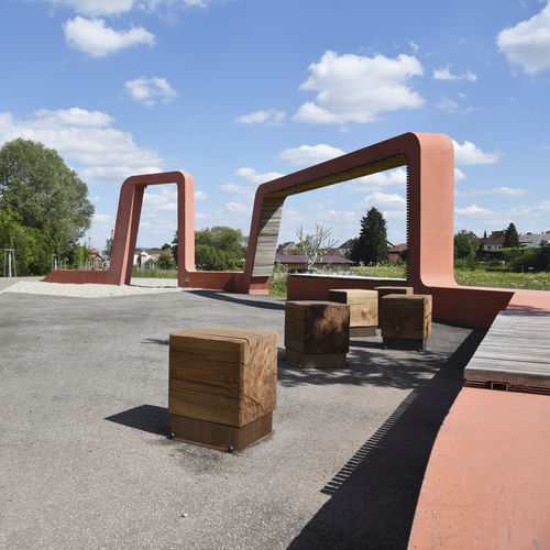 Sgabello contemporaneo - PURE - CROSO FRANCE - in legno / con supporto in acciaio galvanizzato / con supporto in acciaio COR-TEN®