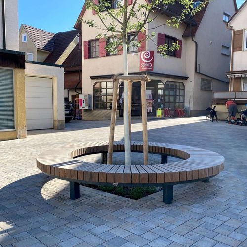 Panca per spazi pubblici contemporanea - MODULO - CROSO FRANCE - in legno esotico / senza schienale / senza braccioli