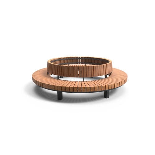 Panca per spazi pubblici contemporanea - MODULO - CROSO FRANCE - in legno esotico / in acciaio galvanizzato / con schienale