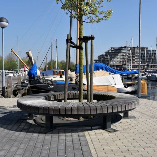 Panca per spazi pubblici contemporanea - MODULO Deluxe - CROSO FRANCE - in legno esotico / in acciaio galvanizzato / senza schienale