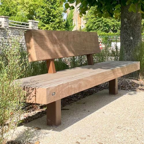 Panca per spazi pubblici contemporanea - MODULO - STANDARD  - CROSO FRANCE - in legno esotico / in acciaio galvanizzato / con schienale