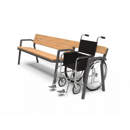 Panca per spazi pubblici per disabili - CHAT SENIOR - CROSO FRANCE - moderna / in acciaio / in legno esotico