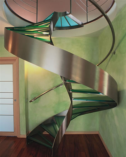 Scala dritta - PRIVATE VILLA - LF ITALY - a L / elicoidale / con gradini in vetro