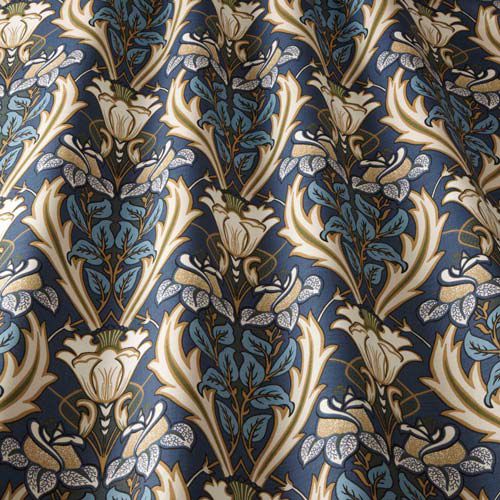 Tessuto da tappezzeria - NAVY FLORAL - Loome Fabrics - per tende / a fiori / in cotone