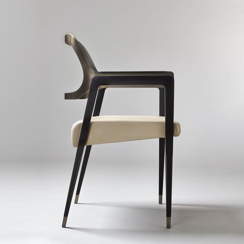 Sedia contemporanea - CARLTON  - Rossato Srl - da interno / in pelle / con supporto in noce