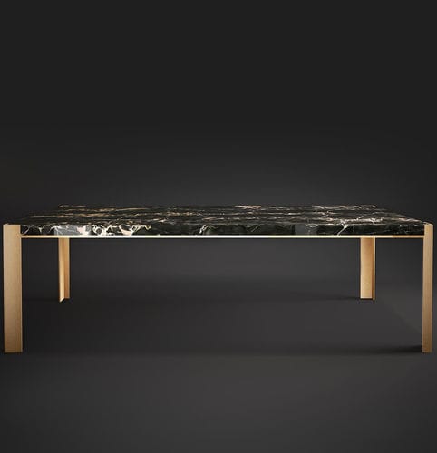 Tavolo contemporaneo - STUART  - Rossato Srl - in marmo / con supporto in ottone spazzolato / rettangolare