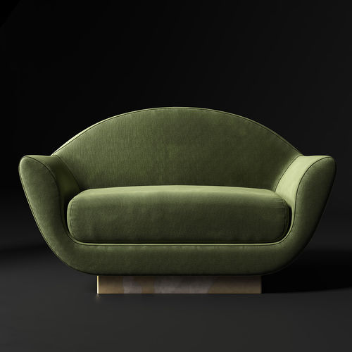 Poltrona contemporanea - KEATON  - Rossato Srl - in velluto / in ottone / verde