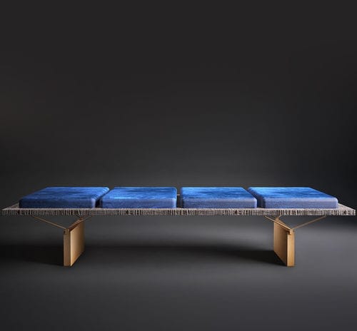 Divanetto imbottito contemporaneo - STAMFORD  - Rossato Srl - in pelle / in legno massiccio / in legno