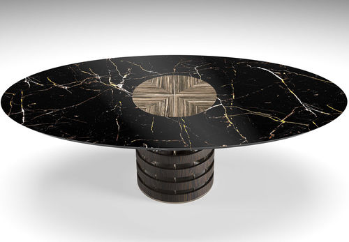 Tavolo contemporaneo - CONRAD  - Rossato Srl - in marmo / con supporto in legno / ovale