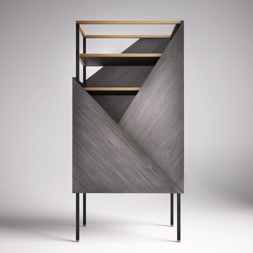 Scaffale design originale - TUXEDO  - Rossato Srl - in rovere / impiallacciato in legno / in acciaio