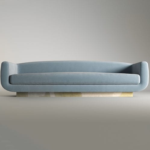 Divano contemporaneo - KEATON  - Rossato Srl - in velluto / blu / con supporto in ottone