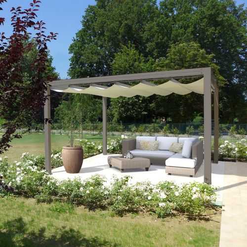 Pergola autoportante - ONDA - FUSAROMARIOSRL - in metallo / con copertura in tela / contract