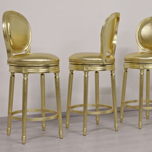 Sedia alta in stile francese - ROTONDO SWIVEL - ORSITALIA - da cucina / in tessuto / in pelle