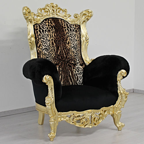 Poltrona design nuovo barocco - FINLANDIA TRONO ANIMALIER - ORSITALIA - in velluto / in cotone / idrorepellente