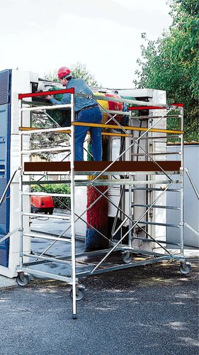 Ponteggio in acciaio galvanizzato - SUPERLUNGO - Frigerio Carpenterie - con rotelle