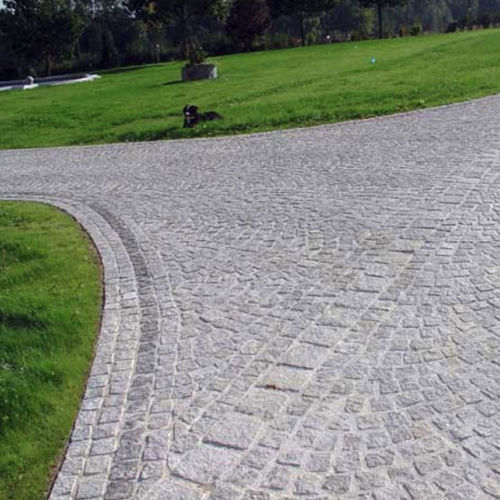 Pavé in granito - COBBLES : SILVER GREY - DVTSTONE - antiscivolo / per pedoni / carrabile