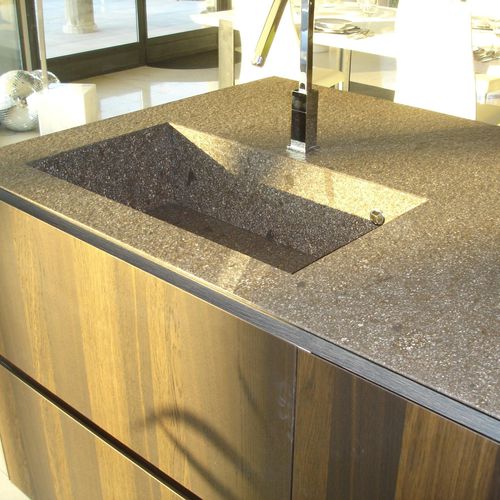 Piano di lavoro in pietra - FUSION SINK - EURO PORFIDI - contract / da cucina