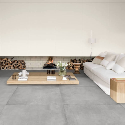 Lastra in pietra in gres porcellanato - CEMENTO - KRONOS CERAMICHE - per pavimento / per facciate / per stanza da bagno