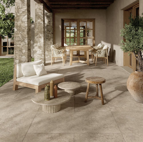 Piastrella in travertino - TIBUR - KRONOS CERAMICHE - opaca / strutturata / da esterno