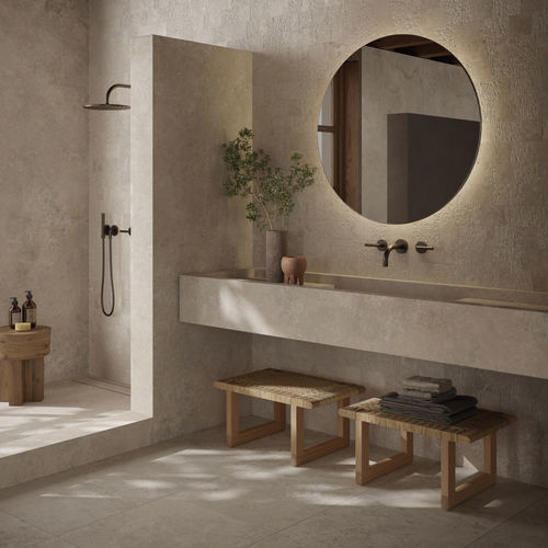 Piastrella in travertino - TIBUR - KRONOS CERAMICHE - opaca / strutturata / da interno