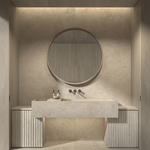 Piastrella in travertino - AURUM - KRONOS CERAMICHE - strutturata / da interno / da bagno