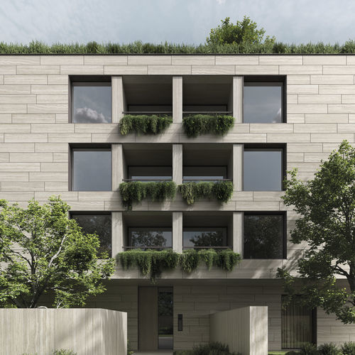 Piastrella in travertino - AURUM - KRONOS CERAMICHE - strutturata / da esterno / da giardino