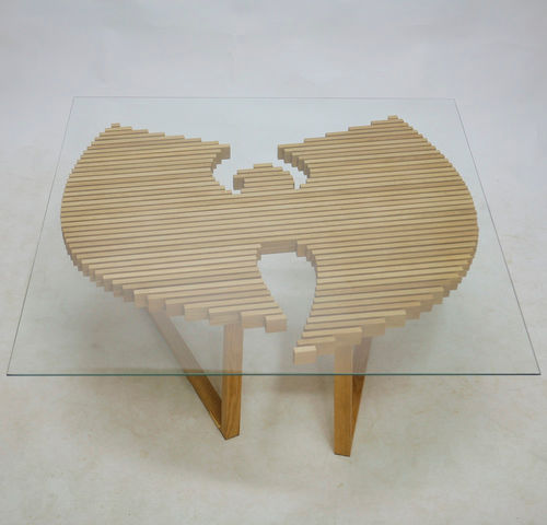 Tavolo design originale - WUTANG  - TEBIAN - in vetro / con supporto in quercia / da 2 persone