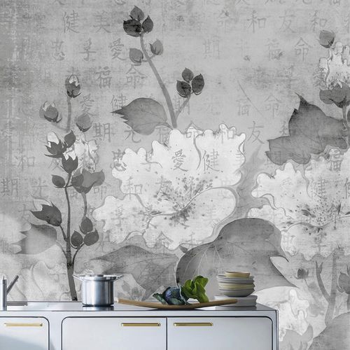 Carta da parati contemporanea - VELVET GREY - Wallpepper - in fibra di cellulosa / in fibra naturale / con motivi floreali