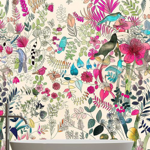 Carta da parati contemporanea - FLOWERS & NATURE - Wallpepper - in fibra di cellulosa / in fibra naturale / con motivi floreali