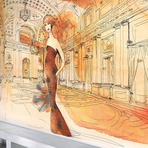 Carta da parati contemporanea - PALAZZO SERBELLONI IN FASHION STYLE - Wallpepper - in fibra di cellulosa / in fibra naturale / con motivo a croquis
