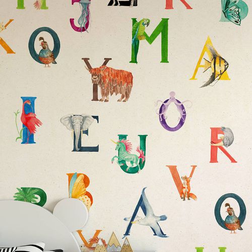 Carta da parati contemporanea - A TO ZOO - Wallpepper - in fibra di cellulosa / in fibra naturale / a motivi