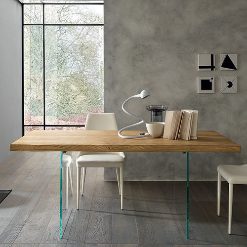 Tavolo da pranzo contemporaneo - MERIDIANO - altacom italia - in rovere / in melaminico / con supporto in vetro