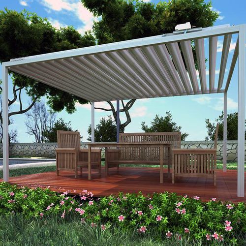 Pergola autoportante - Europa Profil Aluminium SA - in alluminio / a lamelle orientabili / contract