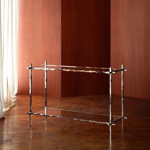 Tavolo contemporaneo - FLUIDE - MYDRIAZ - in ottone / in vetro / con supporto in metallo