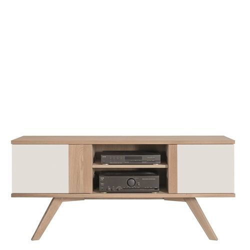 Mobile porta TV contemporaneo - Senales - Fameg - con ripiani / in rovere / bianco