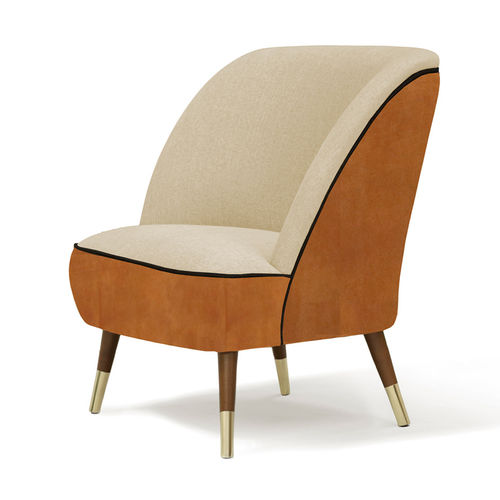 Poltrona contemporanea - OSLO - Moanne - in lino / in pelle / in legno massiccio