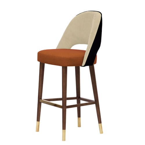 Sedia alta contemporanea - LA HABANA - Moanne - da interno / in velluto / con supporto in faggio