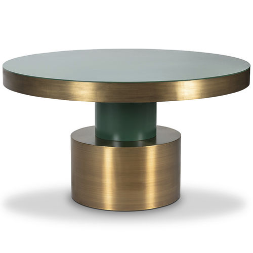 Tavolo da pranzo contemporaneo - RIO - Moanne - in legno laccato / con supporto in ottone / rotondo