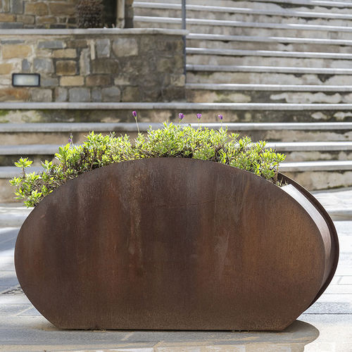 Fioriera in acciaio galvanizzato - Retrò - Bottega 7 - in acciaio COR-TEN® / curva / contemporanea