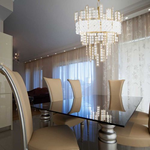 Lampadario contemporaneo - SJ2168 CRYSTALLINE - Alan Mizrahi Lighting - in cristallo / in metallo / da 10 lampadine