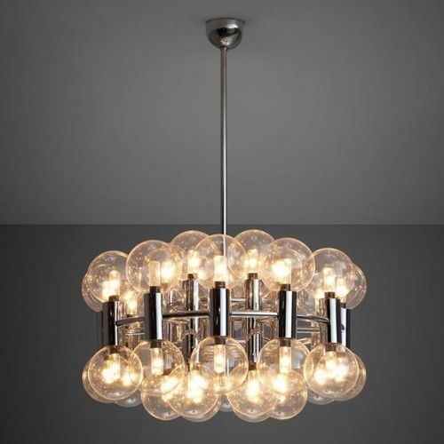 Lampadario moderno - JR2024 MOTOKO ISHII - Alan Mizrahi Lighting - in vetro / in cromo / con diffusori sferici