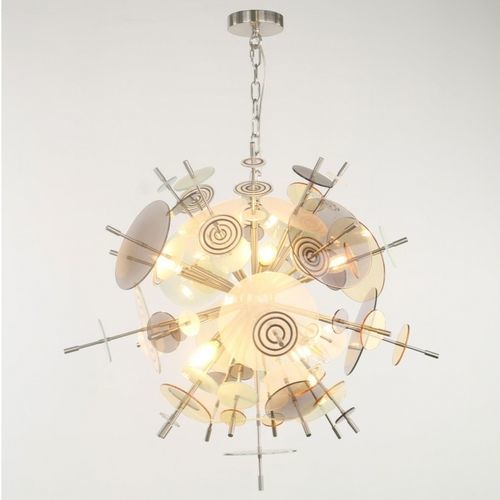 Lampadario moderno - JR2013 CONFETTI - Alan Mizrahi Lighting - in vetro / in acciaio inossidabile / LED