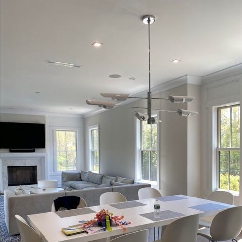 Lampadario moderno - AM1068 TORROJA CROSS - Alan Mizrahi Lighting - in acciaio / in alluminio / da 6 lampadine