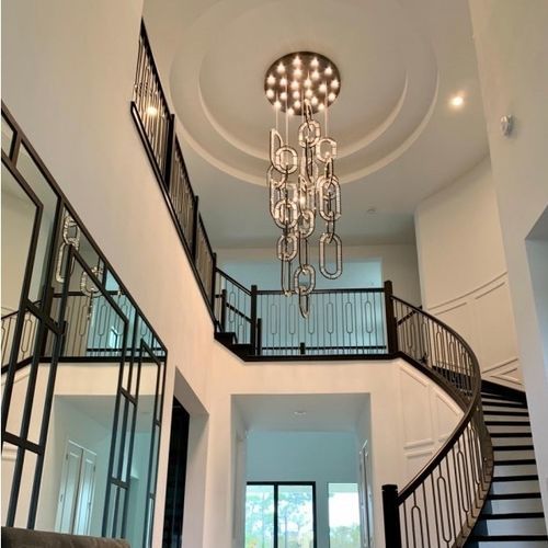 Lampadario contemporaneo - AM3060 WINDFALL JEWEL - Alan Mizrahi Lighting - in cristallo / in acciaio inossidabile / ad anelli