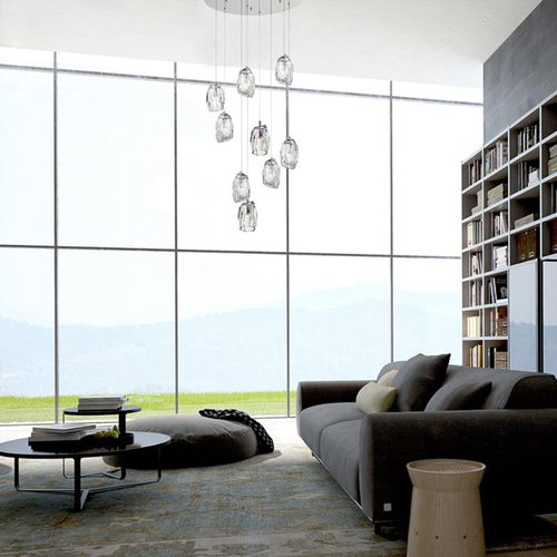 Lampadario contemporaneo - AM1142 DIFFI - Alan Mizrahi Lighting - in vetro / in metallo / alogeno