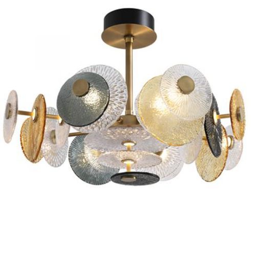Lampadario contemporaneo - IQ8135 CASABLANCA DISK - Alan Mizrahi Lighting - in vetro soffiato / in metallo / 2 livelli