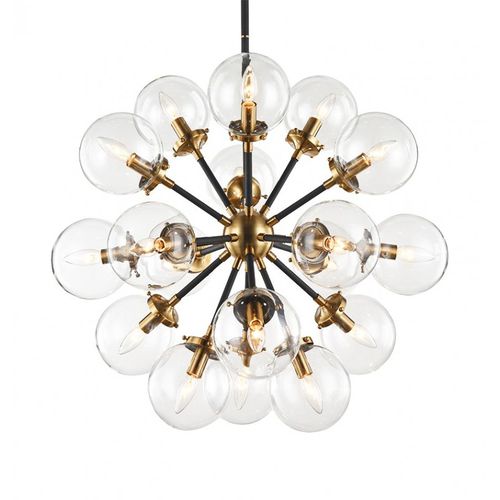 Lampadario Art Deco - IQ2174 SOLEIL - Alan Mizrahi Lighting - in vetro / in metallo / contract