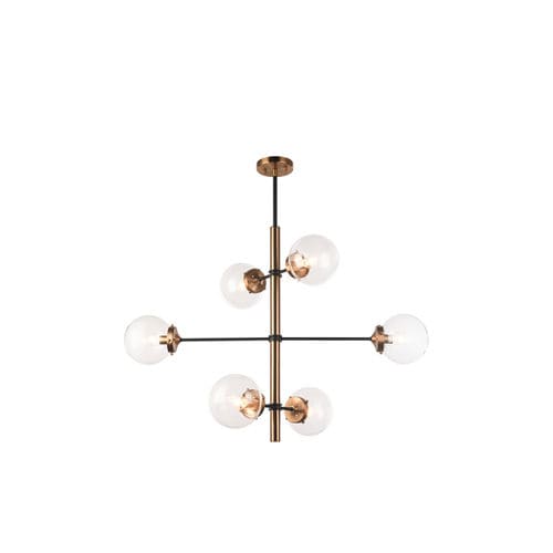 Lampadario Art Deco - IQ2173 ENCHANT - Alan Mizrahi Lighting - in vetro / da 6 lampadine / con diffusori sferici